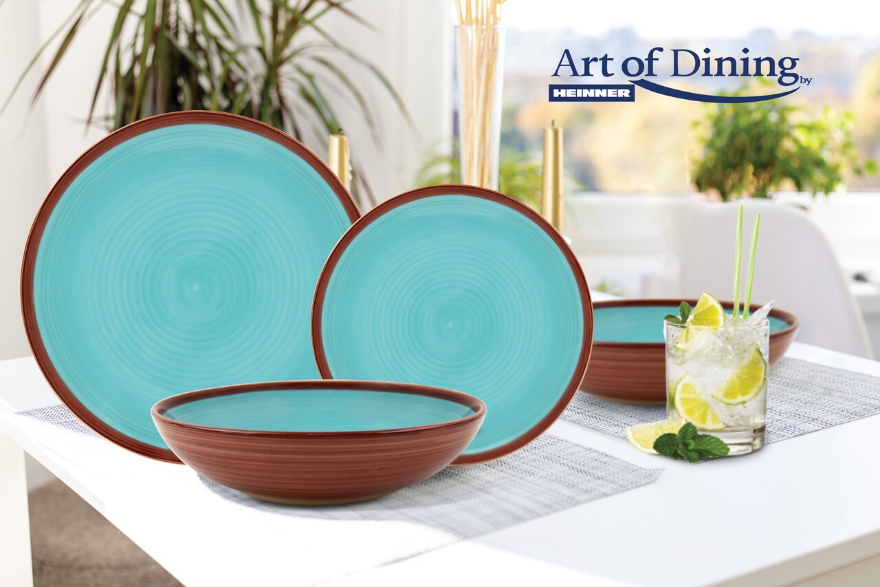 Serviciu de masa Sierra, Art of Dining by Heinner, 18 piese, ceramica, turcoaz/maro - imagine 6